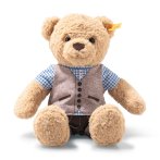 sitzender Steiff Teddybär Ben in bayrischer Tracht, Vorderseite