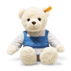 sitzender Steiff Teddybär Mila im bayrischen Dindl, Vorderseite