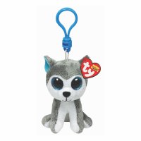 Ty Beanie Boos Schlüsselanhänger Husky Slush mit hellblauem Kunststoffclip