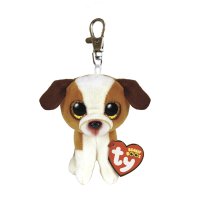 Ty Beanie Boos Schlüsselanhänger Bulldogge Hugo mit silberfarbenem Metallclip