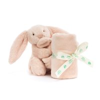 Vorderseite Baby Jellycat Hase Bashful Blush Bunny mit gerolltem Schmusetuch