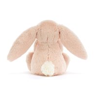 Rückseite Baby Jellycat Hase Bashful Blush Bunny mit gerolltem Schmusetuch