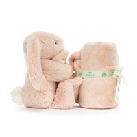 Baby Jellycat Hase Bashful Blush Bunny mit gerolltem Schmusetuch von der Seite