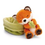NICI Sleeping Pets Fuchs mit Blatt und Körbchen 