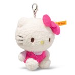 weißer Steiff Taschenanhänger Hello Kitty schräg von der Seite