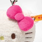 weißer Steiff Friends Taschenanhänger Hello Kitty, Detail pinke Schleife