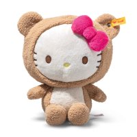 Steiff Friends Hello Kitty aus weißem Plüsch im Teddybärenkostüm mit pinker Schleife