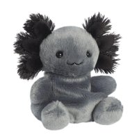 Palm Pals Kuscheltier Axolotl Onyx aus dunkelgrauem Plüsch mit schwarzen Kiemen und schwarzen Knopfaugen