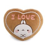NICI Molang Kissen Lebkuchenherz, Vorderseite mit Molang Applikation und "I LOVE" Schriftzug