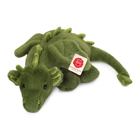 Hermann TEDDY Herzekind Drache Cleo aus moosgrünem Plüsch mit schwarzen Knopfaugen
