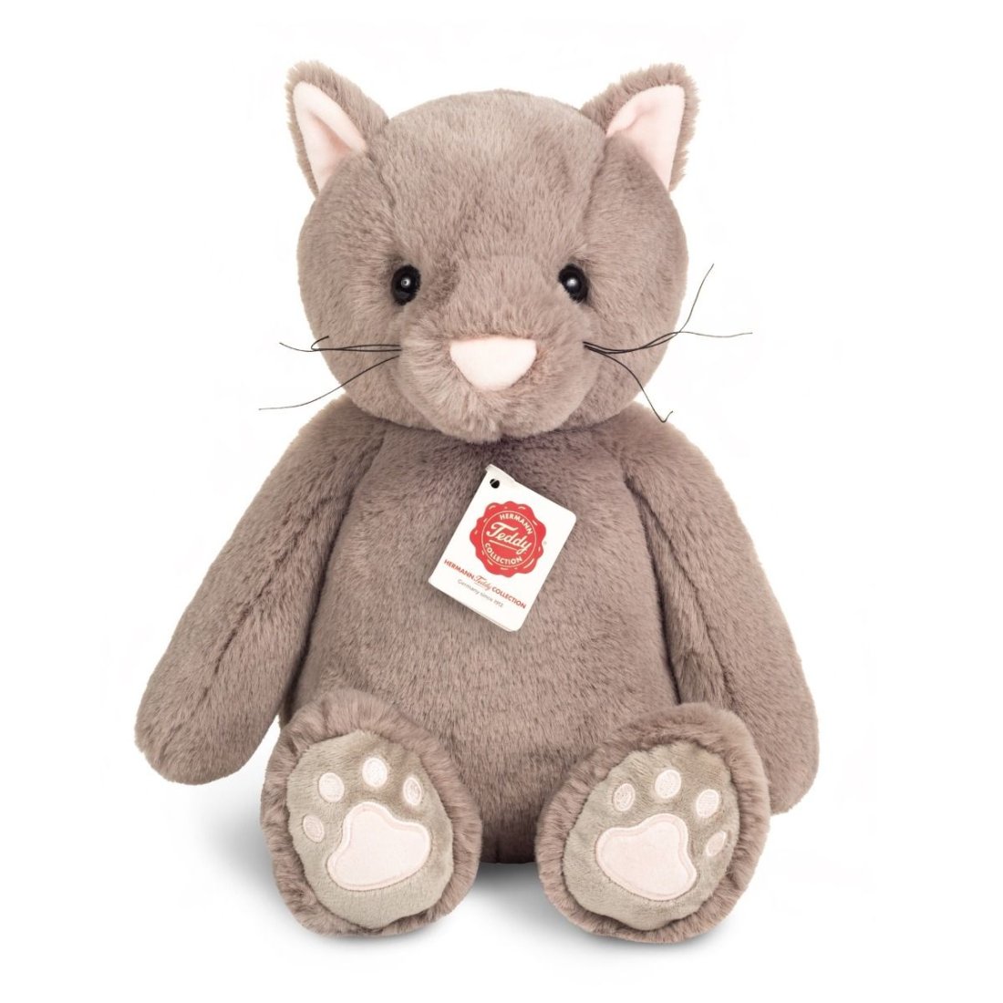 Vorderseite Hermann TEDDY Kuscheltier Herzekind Katze Milly, rauchgrau