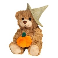 Hermann TEDDY Kuscheltier Halloween Bär mit Kürbis, Vorderseite 