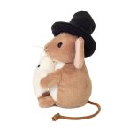 Hermann TEDDY Kuscheltier Halloweenmaus mit Gespenst und Hexenhut von der Seite