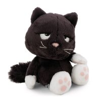 NICI Mood of the Day Katze aus schwarzem Plüsch mit weißen Pfoten und geringelten Beinen