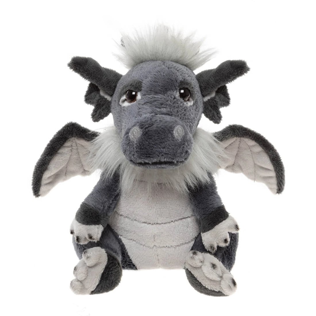 Cuddle Cubs by Charlie Bears Drache Soot aus rauchgrauem Plüsch mit schwarzen Knopfaugen