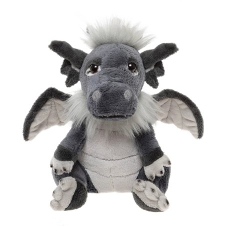 Cuddle Cubs by Charlie Bears Drache Soot aus rauchgrauem Plüsch mit schwarzen Knopfaugen