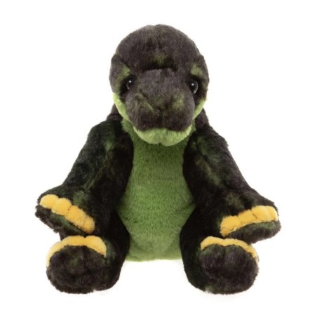 Cuddle Cubbs by Charlie Bears Stegosaurus aus grünem Plüsch mit auffällig gelben Zehen