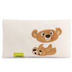 rechteckiges NICI Cosy Winter Kissen Teddy Bär Capiccino, Vorderseite mit Applikation