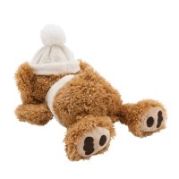 Rückseite liegendes NICI Cosy Winter Kuscheltier Teddy Bär Capiccino