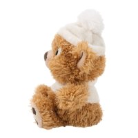 sitzendes NICI Cosy Winter Kuscheltier Schlenker Teddy Bär Capiccino von der Seite