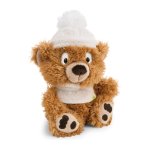Vorderseite kleines NICI Cosy Winter Kuscheltier Schlenker Teddy Bär Capiccino sitzend