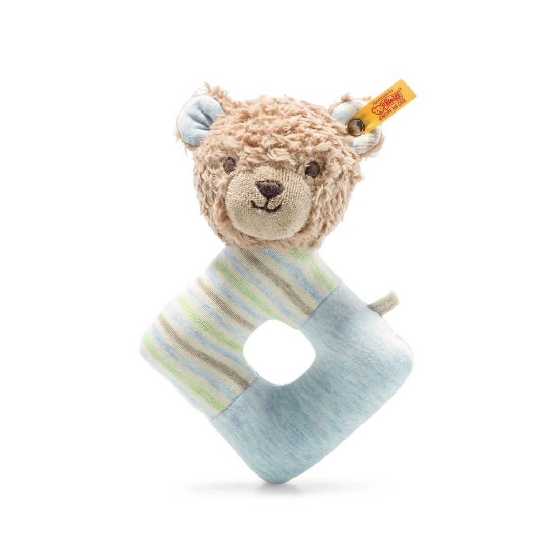 Steiff - Knopf im Ohr GOTS Teddybär Ruby Greifling mit Rassel, 24cm hellblau Steiff - Knopf im Ohr GOTS Teddybär Ruby Greifling mit Rassel, 24cm hellblau