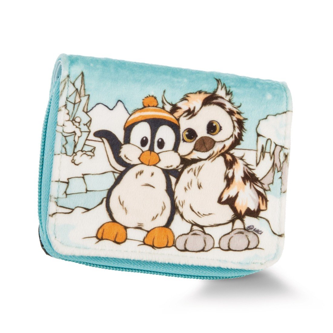 NICI Winter Friends Vorderseite Geldbeutel Eule Aurina, türkis / creme | Kuscheltier.Boutique